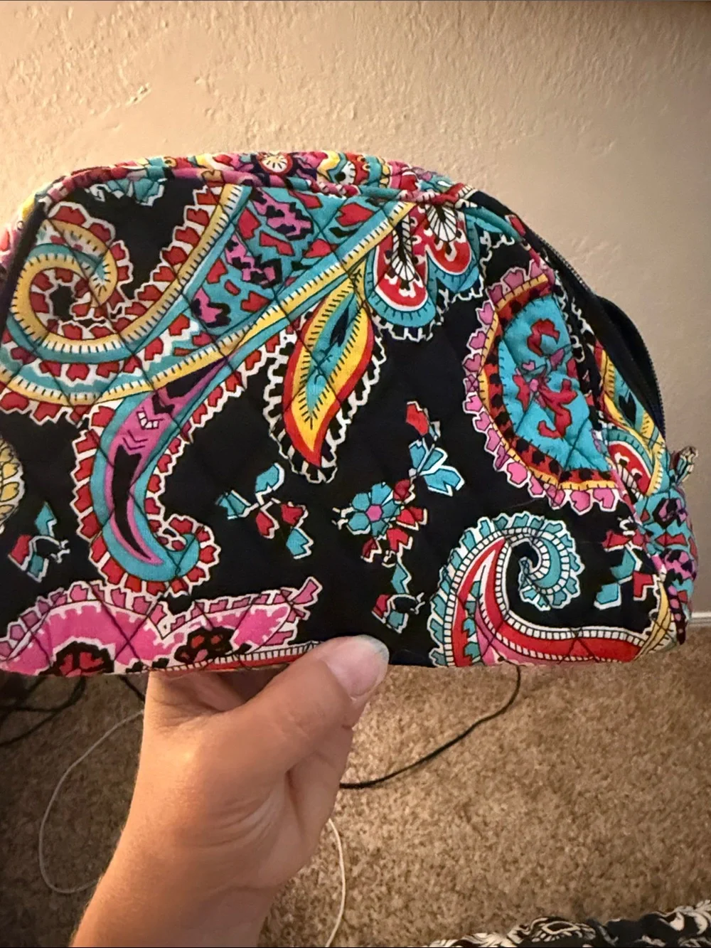 Vera Bradley Retired Black Floral Paisley Cosmetic Case